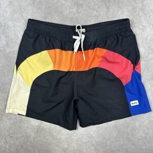 Duvin Design Swim Shorts Men XL Trunks Mesh-lined Rainbow‎ Colorblock Retro Surf
